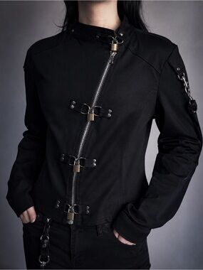 Lip Service Made in USA Fetish Straight Jacket Style Goth Punk Zip  M with key